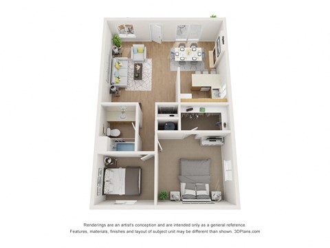 Floor plan for 2 beds, 1 bath, 825 sqft